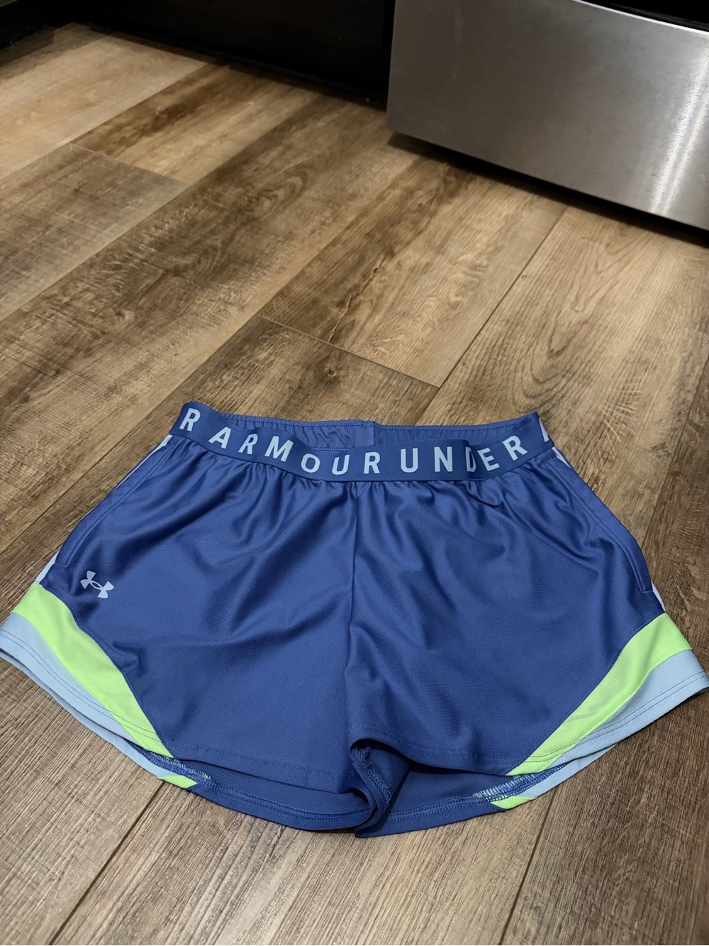 Under Armour Women's Navy Athletic Shorts with Lime Trim